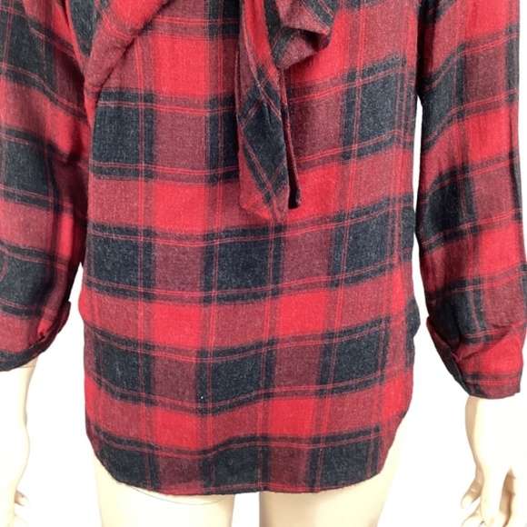 Zara Woman Black & Red Plaid Checkered Top size small Vintage‎ & Wool Look - Picture 5 of 7
